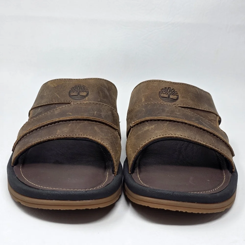 Timberland Mens Earthkeepers Brown Leather Slip-on Slide Sandals Size 7 NEW